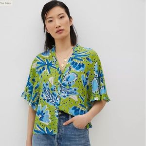 Vera for Anthropologie Valley Flutter-Sleeved Buttondown